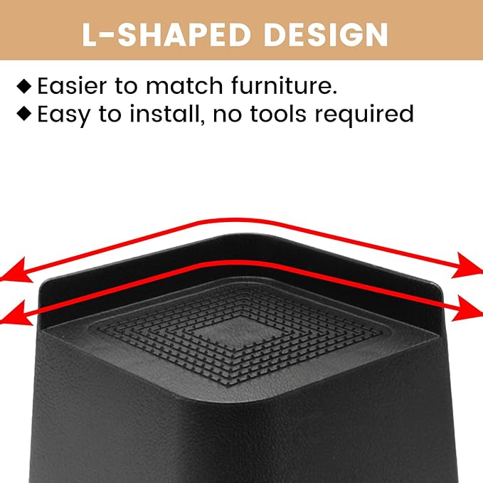 MXMZHXU Bed Risers 2 inch, 3 inch, 4 inch, 6 inch or 8 inch Heavy Duty Furniture Risers, Up to 6000 Lbs L Shaped Design Bed Lifts Blocks for Couch Desk Sofa Table (Dark Brown 4 Pack, 6 Inch)