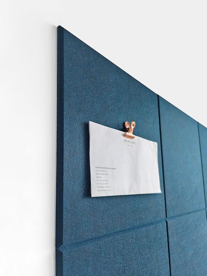 DECORITA Blue Felt Bulletin Board 47"x35" | Large Cork Bulletin Board Alternative for Office, Home & Classroom | Felt Wall Tiles (12-Pack) | Blue Classroom Decor Office Supplies | Prussian Blue