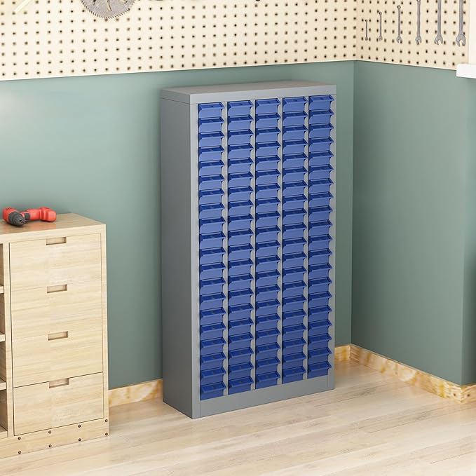 Exerock 100 Drawer Tool Storage Cabinet with ABS Drawers, Bolt and Nut Organizer Parts Box, Hardware Shelving Unit for Garage and Workshop