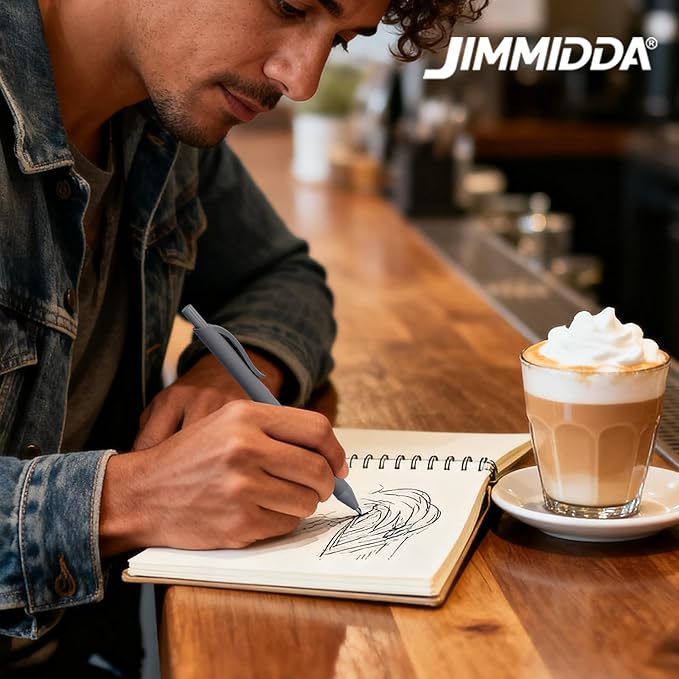 JIMMIDDA Ballpoint Pens Bulk - 107 Pcs Black Ink Pens in Bulk | 1.0 Medium Point Smooth Writing, Retractable No Bleed Ball Point Pen for Men Women (Gray Barrel)
