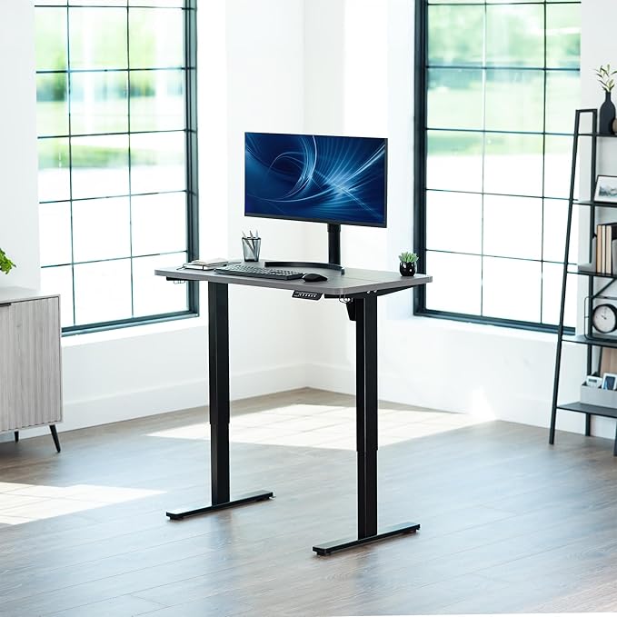 VIVO Electric 43 x 24 in Standing Desk, Memory Height Adjustment, 1B Series, Holds 220 lbs, Dark Gray Top, Black Frame, DESK-1B4G
