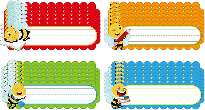 PETCEE 36Pcs Bee Desk Name Plates for Classroom - Personalized Student Desk Name Tags Stickers for Kids Self Adhesive Names Labels for Kindergarten Preschool Elementary Back to School Teacher Supplies
