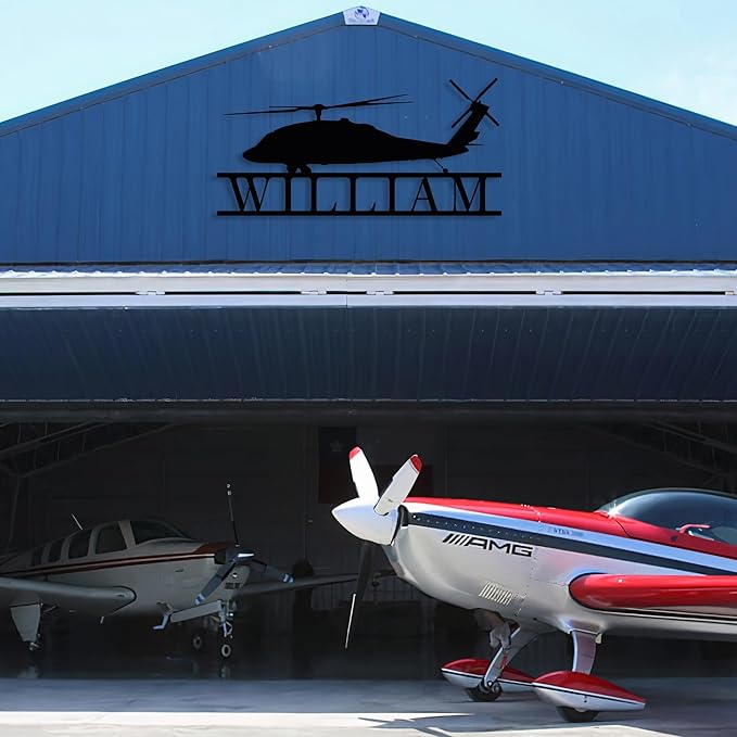 Personalized Metal Airplane Wall Art, Airplane Name Sign, Customized Pilot Name Sign, Airplane Hangar Sign Decor, Aviation Home Office Decor, Large Outdoor Decor, Pilot Gifts, Aircraft Lovers Gift