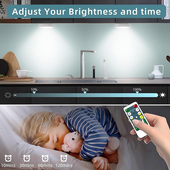 LED Closet Lights Motion Sensor Puck Light with Charge Station, Rechargeable Step Puck Lights,Dimmable Under Cabinet Indoor Lighting Magnet Stick-on Light for Counter Kitchen Wardrobe(6 Pack)