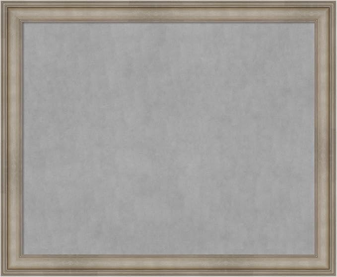 Amanti Art Silver Framed Magnetic Board 37x45 X-Large Vision Board for use with Magnets, 100% Metal Sheet to Display Items as Office Decor or for Home Organization in mudroom, Kitchen or Kids Room