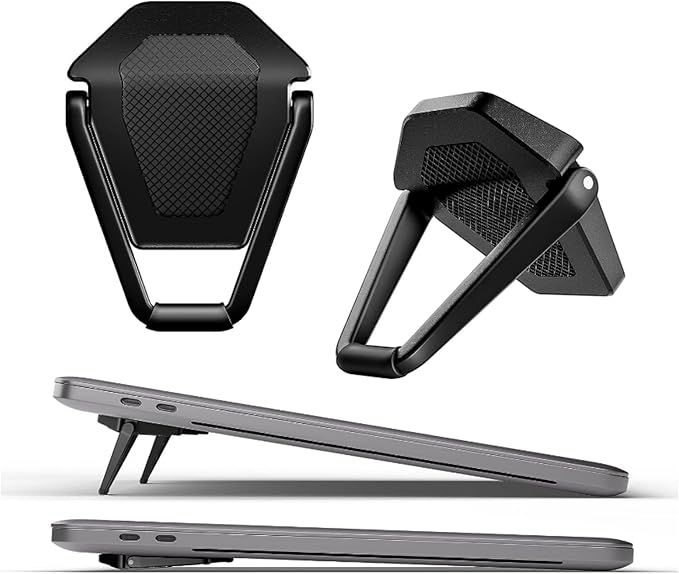 MIYKUISH Portable Invisible Laptop Stand - 2PCS zinc Alloy Laptop Mini Stand Heat Dissipation pad, Laptop Lifter Suitable for 12-20 inch Laptop (One Size Mutil Color) (Black)