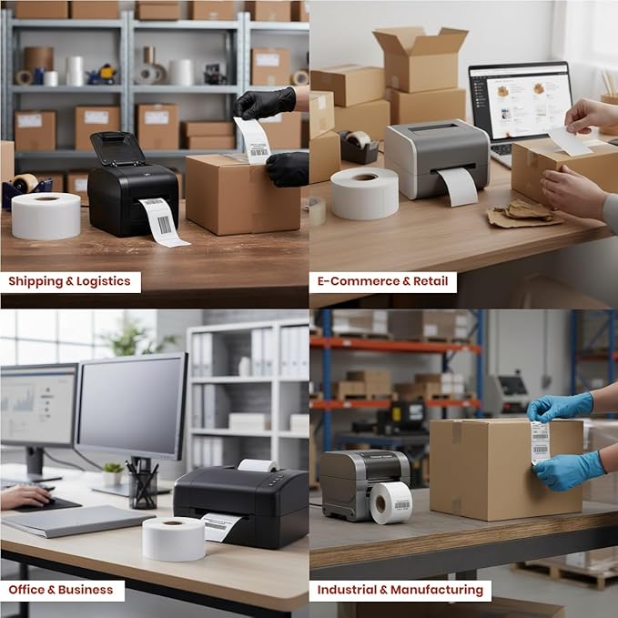 1 1/2" × 1" Direct Thermal Printer Labels, 10 Rolls, 13,000 Matte White Thermal Barcode Labels with Strong Adhesive, Compatible with Zebra & Eltron Printers (No Ink or Toner Needed)