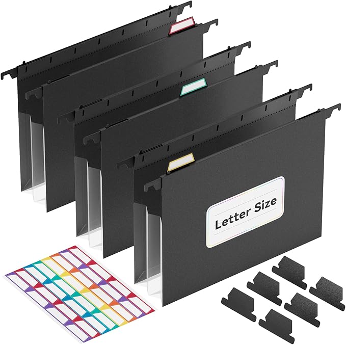 ThinkTex Extra Capacity Plastic Hanging File Folders, 3 Pack Reinforced Expanding Hang Folder Letter Size,Accordion Pocket,Heavy Duty 3.15 Inch Expansion,Hanging Folder Organizer for Office Home