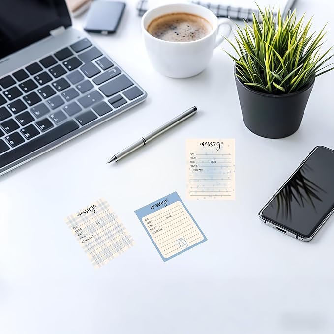 6 Pieces Telephone Message Sticky Notes Pads 4 x 5 Inch Self Adhesive Book Call Back Notepad for Work Call, Office Supplies 50 Sheets/Pack 6 Design (Blue)