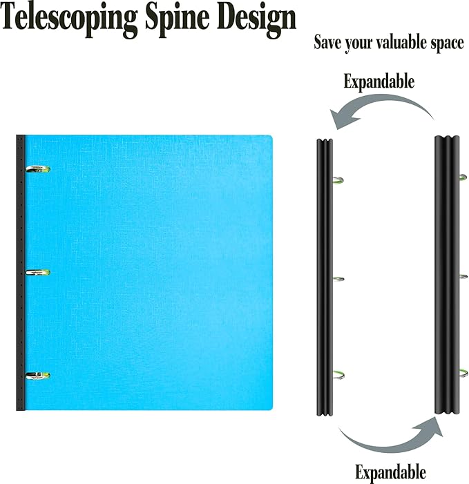 INFUN Telescoping 3 Ring Binder - 4PCS, Portable Plastic 3 Ring Binder with Telescoping Spine, Binders with Foldable Front Cover Holds 8.5"x11" Paper for School, Office, Homes