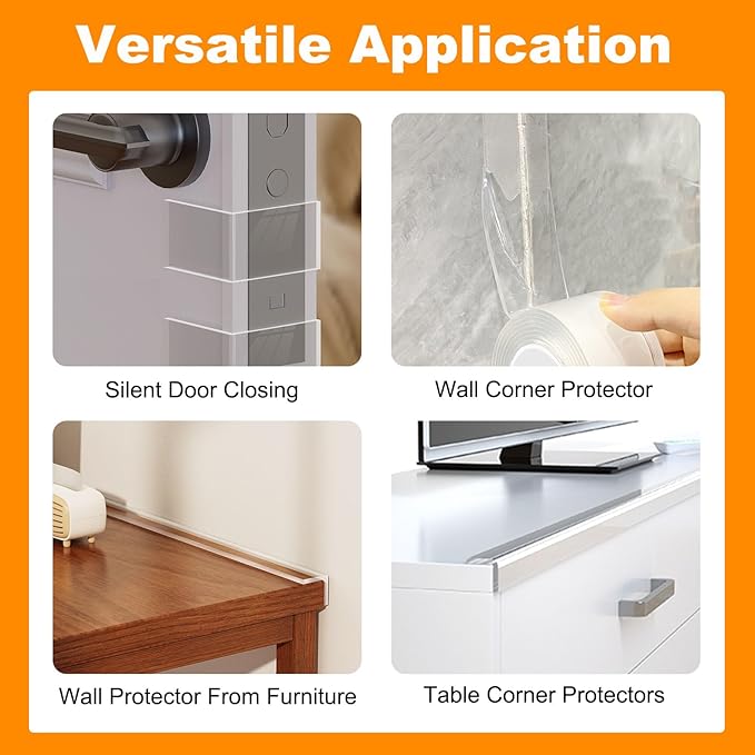 Clear Soft Corner Protectors for Furniture Strip,0.8 in x 13.12 FT,Sharp Edge & Table Bumper,Window Edge,Wall Protector, Soft Corner Guards Safe for Proof,Table Corner Protectors in Family,2 Rolls