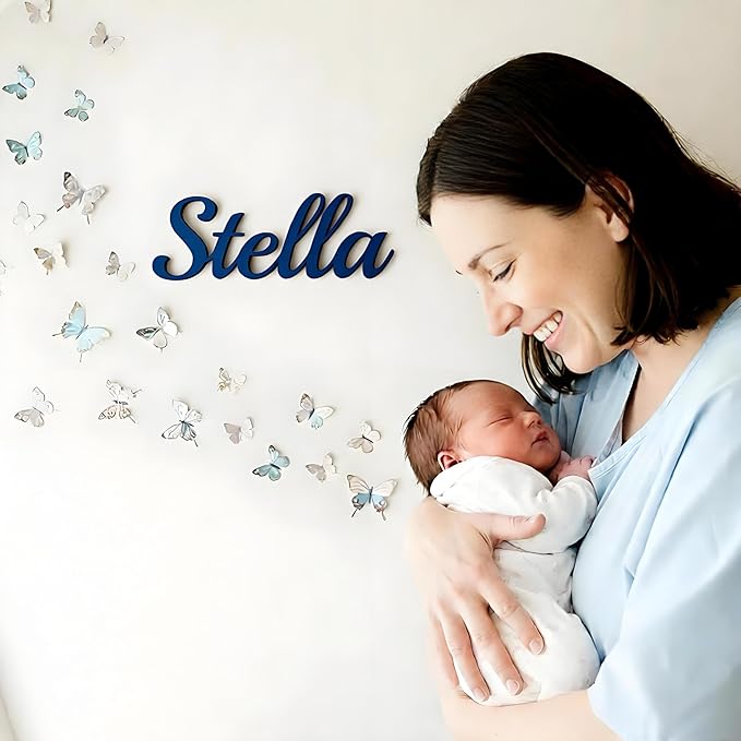 Personalized Wooden Name Sign for Nursery Wall Decor - Custom Wood Letters Name Plate for Kids Room - Customizable Wall Sign for Baby, Family Name, Wedding in Multiple Colors & Fonts (6-84inch)