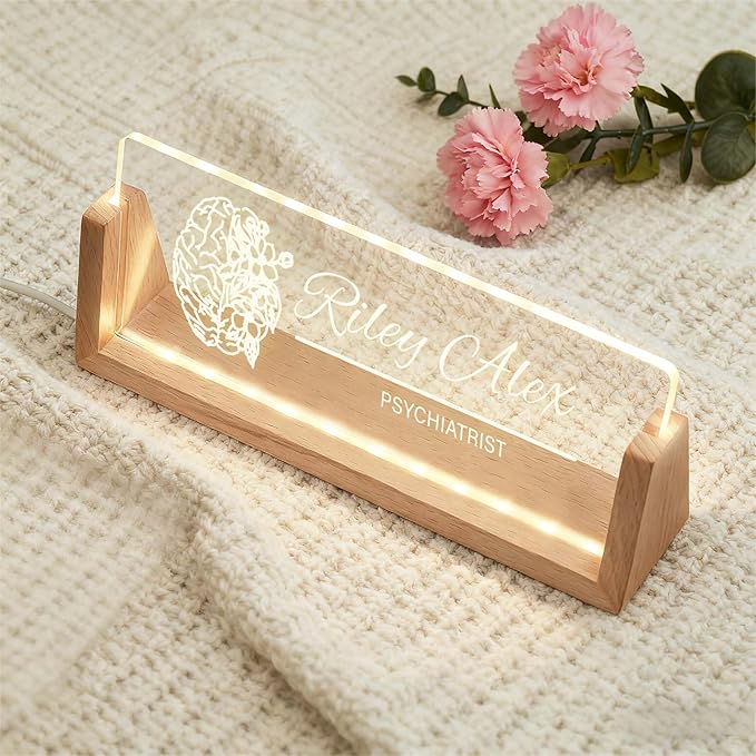 Custom Name Plate for Desk, Personalized Light Up Acrylic Office Sign for Teacher Boss Coworker, Employee Appreciation Gift, Desk Name Tag Decor