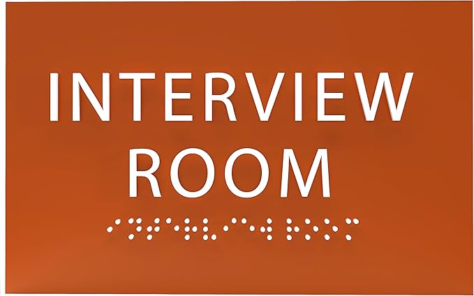 ADA CENTRAL SIGNS - 6" X4" Interview Room Sign - ADA Compliant Tactile Graphics Grade 2 Braille Text Acrylic Wall Sign | Privacy, Meeting, Room Name Sign for Schools, Hospitals, Offices, & Apartments