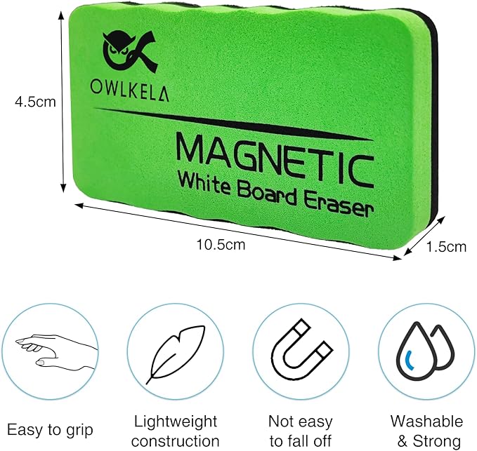 OWLKELA 24 Pack Dry Erase Erasers, Magnetic Whiteboard Eraser for White Board, White Board Markers Dry Erase, Ideal for Classroom, Home, Office, 4 Colors