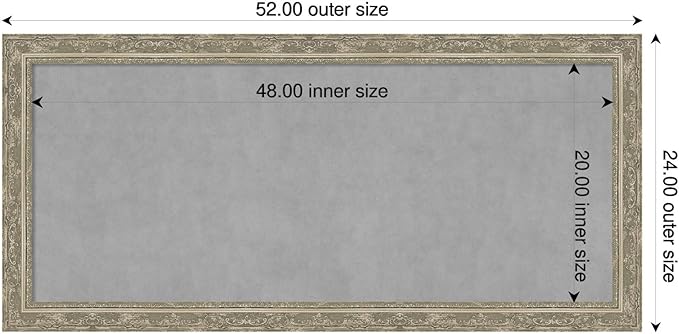 Amanti Art Silver Framed Magnetic Board 24x52 Oversize Vision Board for use with Magnets, 100% Metal Sheet to Display Items as Office Decor or for Home Organization in mudroom, Kitchen or Kids Room