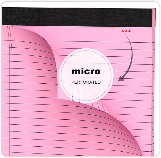 AILZFEI Colored Legal Pads 8.5 x 11 Note Pads 8.5x11 inch, Wide Ruled Clear Print Writing Pads 30 Sheets/Pad, 20lb Colored Paper, Perforated Notepad with Sturdy Back (4 Pads)