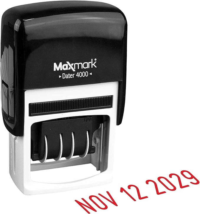 MaxMark Dater 4000 Self Inking Date Stamp - Red