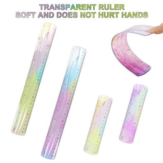 4 Pcs Flexible Ruler, Cute Bendable Flexible for Kids 15 30 Cm
