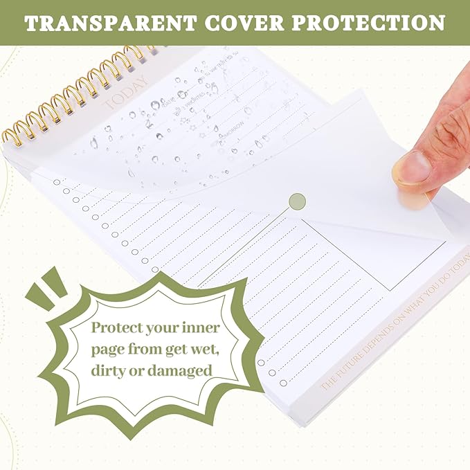 Thboxes 2 Packs To Do List Notepad, Totally 208 Pages To Do List Notebook A5 Undated Daily Planner Notepad with Transparent Cover and Task Checklist Home Office School Supplies, Simple Style