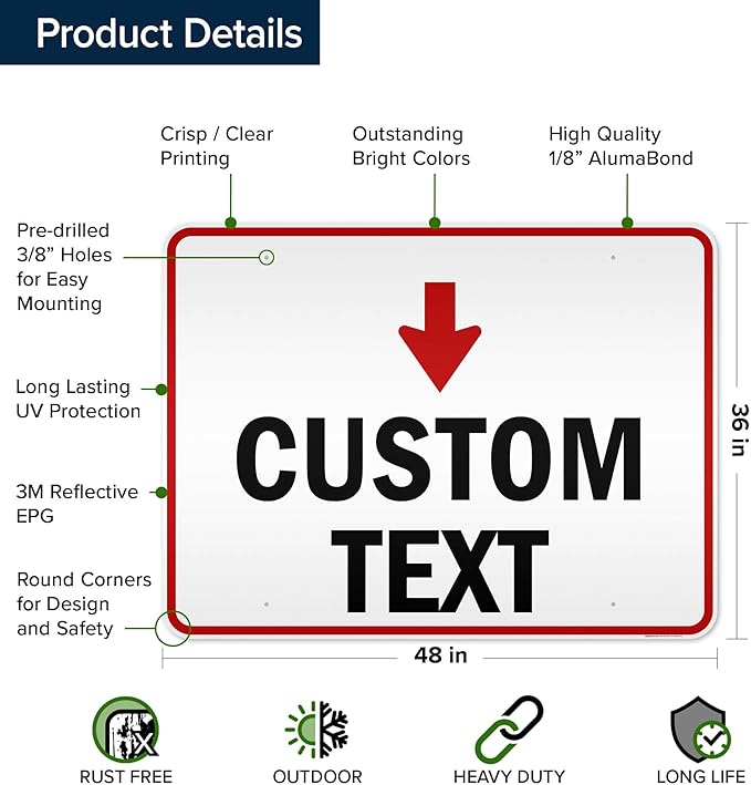 Custom Arrow and Directional Sign by My Sign Center - 36x48 Inches, Down Arrow, Reflective, Rust Free DiBound, Fade Resistant, Made in USA