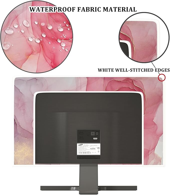 Baocicco Abstract Waterproof Television Cover with Pink Marble Design 80 Inch Full Body Cover for TV Screen Weatherproof Dust-Proof TV Screen Covers Sleeve Compatible with LED OLED Desktop