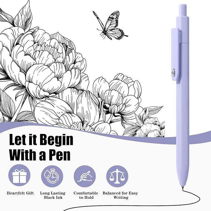 Piochoo Gel Pens, 0.5mm Quick Dry Black Ink Fine Point Smooth Writing Pens for Office School Supplies Stocking Stuffers for Women Girls Nurse Teacher