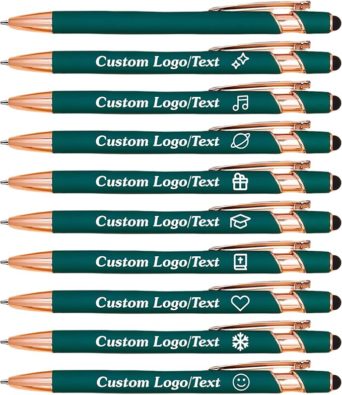 CRME Custom Pens Personalized Pen with Name/Text Engraved Black Ink Retractable Ballpoint Pen for Journaling,Office Supplies Back to School Supplies for Girls Birthday Bulk Pack Dark Green Pen