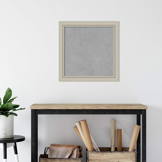 Amanti Art Silver Framed Magnetic Board 24x24 Medium Vision Board for use with Magnets, 100% Metal Sheet to Display Items as Office Decor or for Home Organization in mudroom, Kitchen or Kids Room