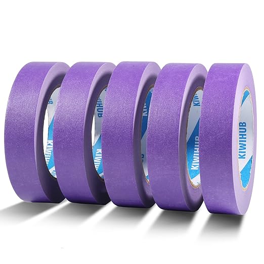 KIWIHUB Purple Painters Tape,1" x 60 Yards x 5 Rolls (300 Yards Total) - 14 Day Easy Removal Decorative Masking Tape for Painting,Labeling,DIY Crafting,Decoration and School Projects