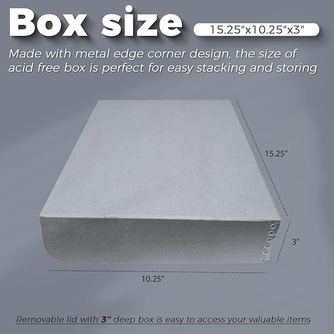 Lineco, 10x15 Clamshell Archival Folio Storage Box, 3" Deep, Acid-Free with Metal Edge Preservation Box. Preserves Picture Magazines Longevity, Organize Photos or Documents, Artwork, DIY