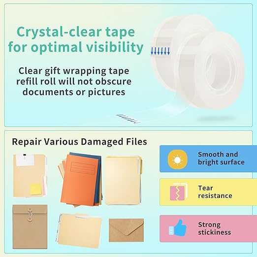 OWLKELA 24 Rolls Transparent Tape Refills, Clear Tape, All-Purpose Transparent Glossy Tape for Office, Home, School