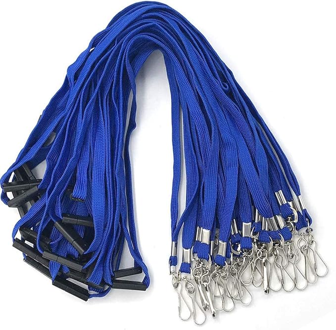 Bird Fiy Lanyards Safety Blue Lanyards Neck Flat Premium Breakaway Badge Lanyard with J-Hook for ID Nametag Badge Holder (Blue, 25 PCS)