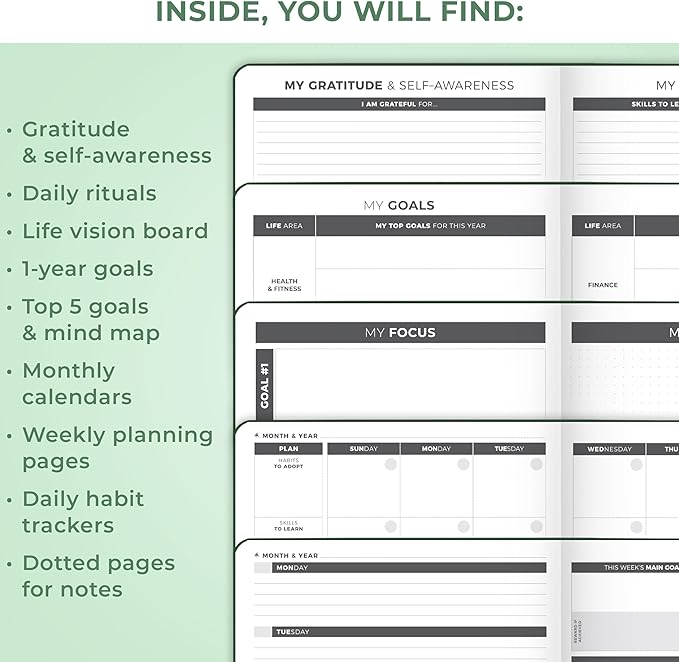 Clever Fox Planner Large – Undated Weekly & Monthly Planner for Productivity, Time Management & Goals – Organizer Journal – 7x10” (Forest Green)