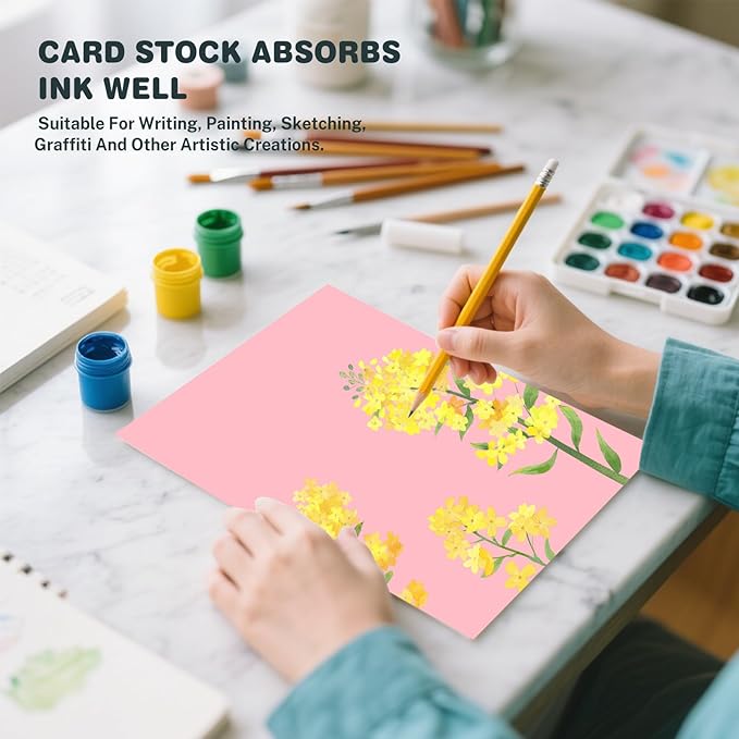 Cardstock 8.5 X 11, 40 Sheets, Pink Card Stock, 75lb/ 200gsm Copy Paper, Cardstock Printer Paper For Art, Drawing, Invitations, DIY Cards, Craft, Construction, School & Office Supplies