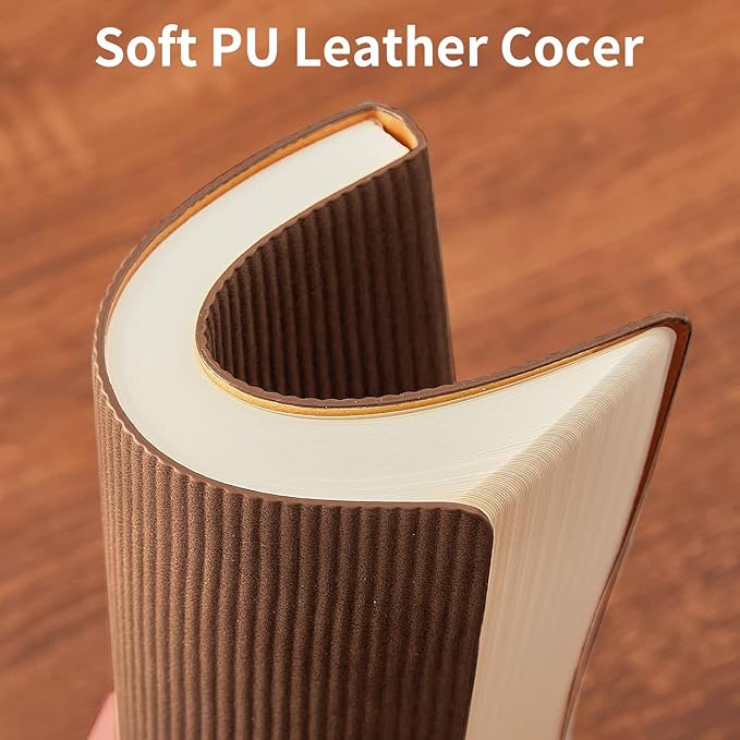 TSFPapier Lined Journal Notebook for Work College Ruled Note Book 7.2"x9.6" B5 PU Leather Daily Journaling 160 Pages for Women Men Writing Home School Supplies Business (Coffee)