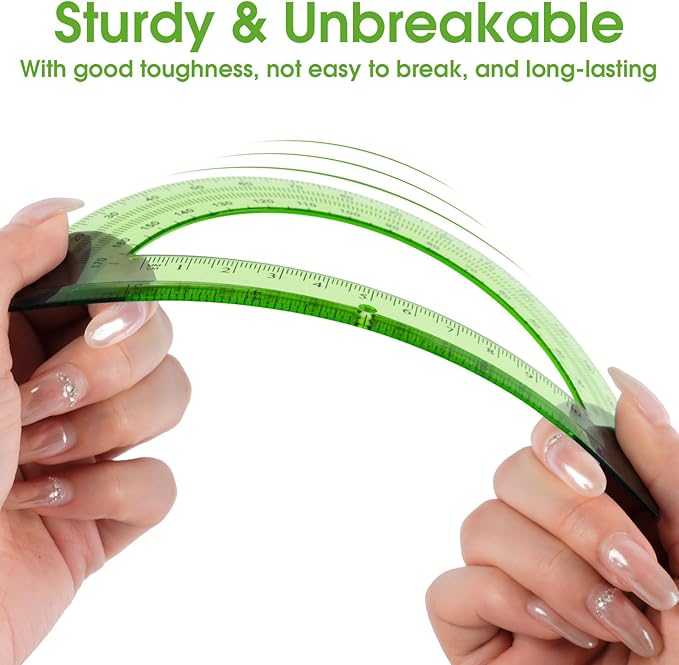 Hoiny 10 Pack Clear Protractor, 6 Inch Plastic Protractors, 180 Degrees Accurate Math Geometry Tools for School, Office, Classroom (Green)