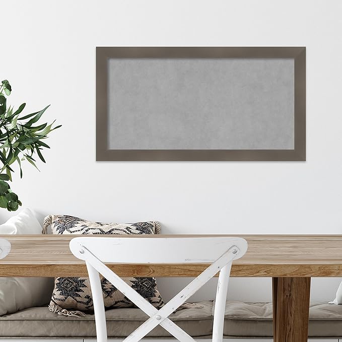 Amanti Art Grey Framed Magnetic Board 14x26 Small Vision Board for use with Magnets, 100% Metal Sheet to Display Items as Office Decor or for Home Organization in mudroom, Kitchen or Kids Room