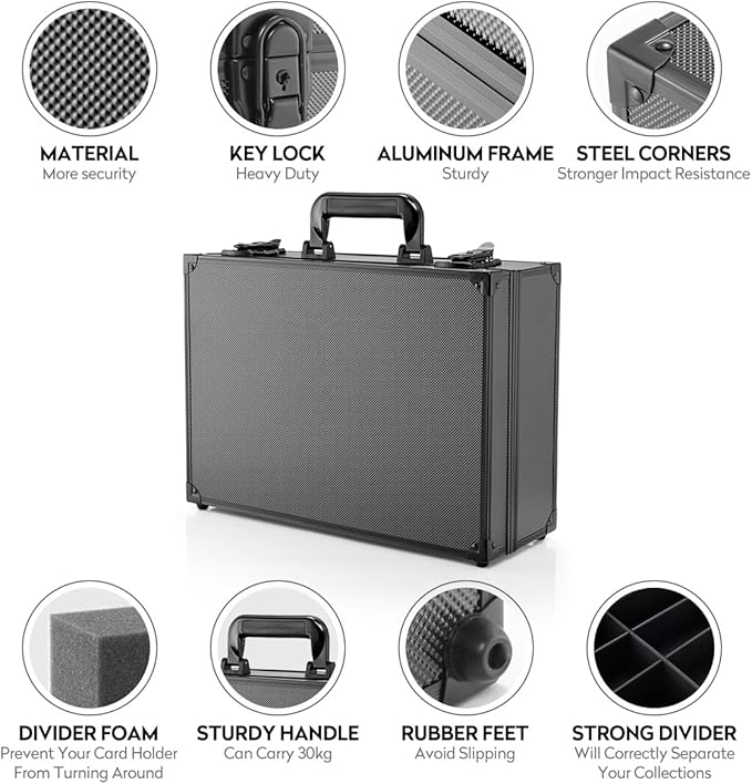 MewVeer Top Loader Case, Trading Card Storage Box with Key Lock for Sports Cards, Trading Cards, Hard Case Holds 600+ Top Loaders or 130+ 35pt One Touch