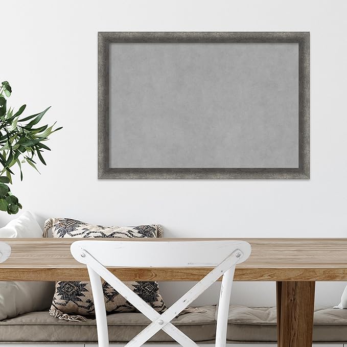 Amanti Art Grey Framed Magnetic Board 18x26 Medium Vision Board for use with Magnets, 100% Metal Sheet to Display Items as Office Decor or for Home Organization in mudroom, Kitchen or Kids Room