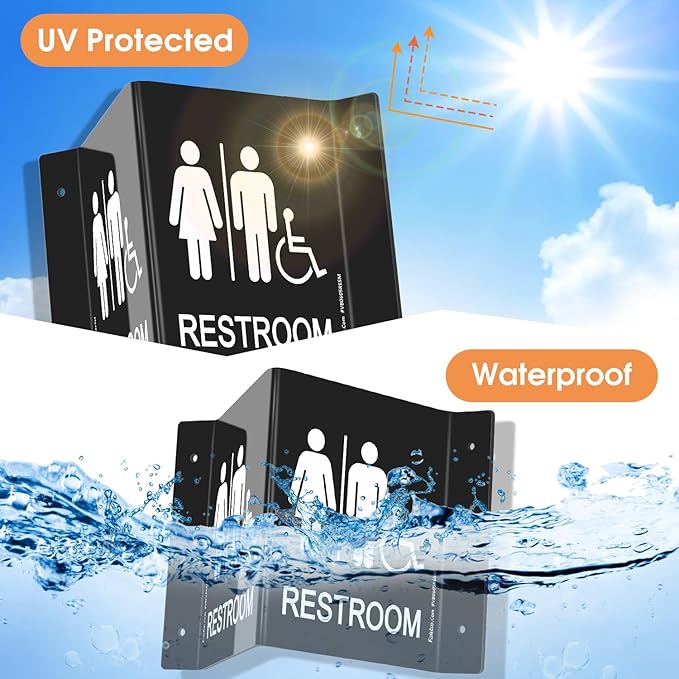 Faittoo Restroom Sign, Bathroom Signs, (4 Pack) 6 x 8 Inches Acrylic Sign, for Office or Business Bathroom and Toilet Door or Wall Decor, Indoor Outdoor Use, Black (Men and women with Handicap)