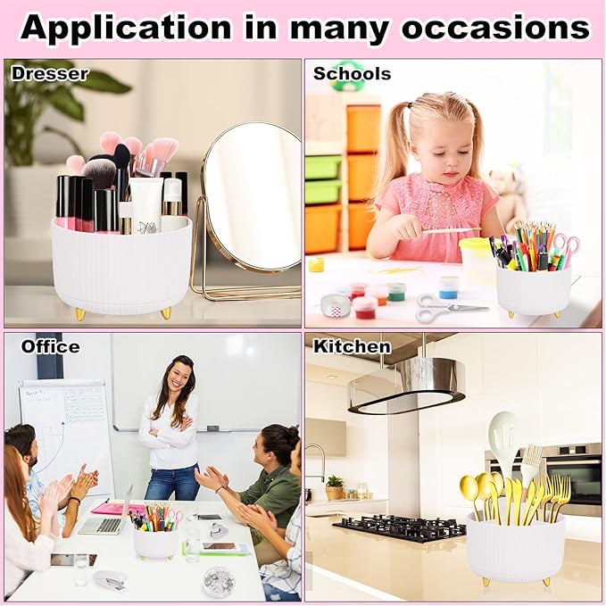 Gawsey Desk Organizers and Accessories Set with 360-Degree Rotating Pen Holder, Tape Dispenser, Stapler, Staple Remover, 1000 Staples, Tape, Clips Set, Ruler, Scissor, Pen