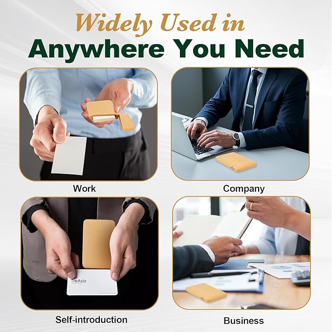 Yookin Wood Business Card Holder Wooden Magnetic Business Card Case Portable Simple (Beech Wood)