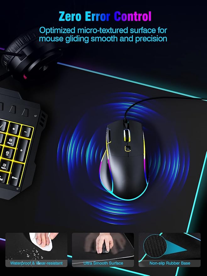 Miroddi RGB Mouse Pad with Wireless Charging Gaming Mousepad, 31.5"x15.75" Extra Large Desk Mat, 13 Light Modes, Non-Slip Rubber Base Ultra-Smooth Surface Keyboard Mat for PC, MacBook, Laptop