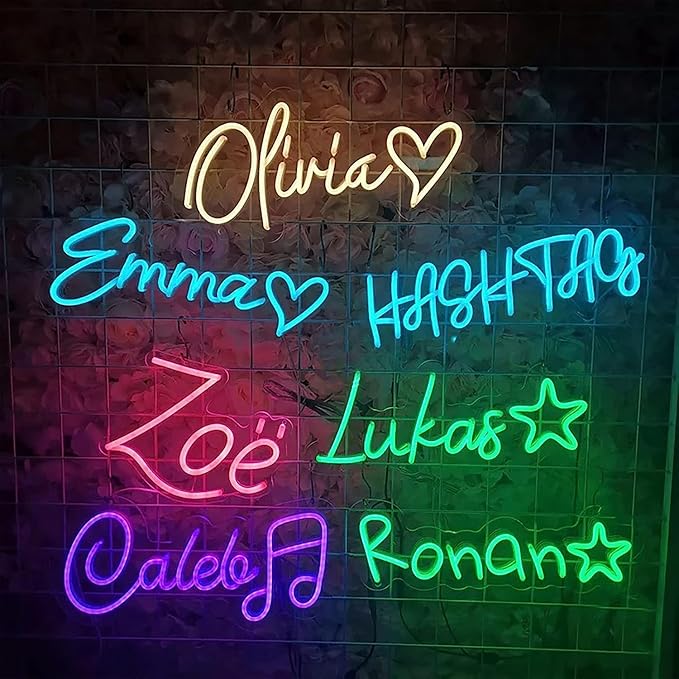 Custom Neon Signs for Wall Decor, Personalized LED Name Signs Neon Light for Bedroom Large Wedding Birthday Business Customizable Light up Sign Pink Sign Boy Girl Decoration
