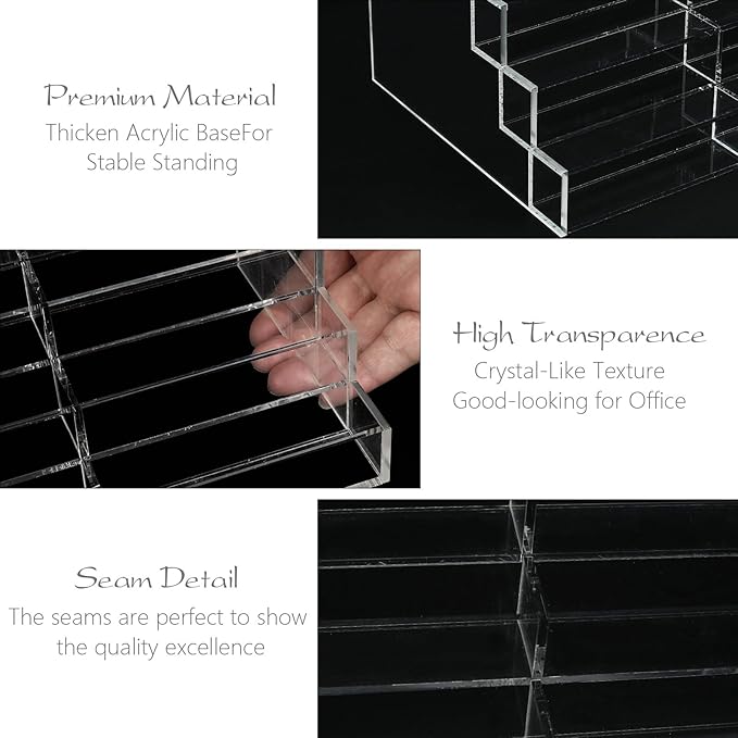 Vevitts 20 Slots Acrylic Business Card Holder for Desk Business Card Stand Clear Plastic Multiple Cards Display Stand Rack for Office Supplies Home School Brochure File Table Recipe