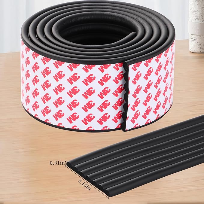 VOCOMO Corner Protector for Baby, Widen Edge Protector with Adhesive Backing, Baby Proofing Edge Corner Protectors Self Adhesive Furniture Corner Guard Bumper for Table, Desk, Fireplace (Black, 6.6ft)