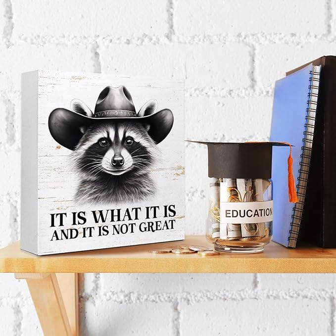 WUZYOU Humor Team Wooden Block Sign, It Is What It Is and It Is Not Great 5x5x1 INCH Sign, Teacher Therapist Office Sarcasm Decor