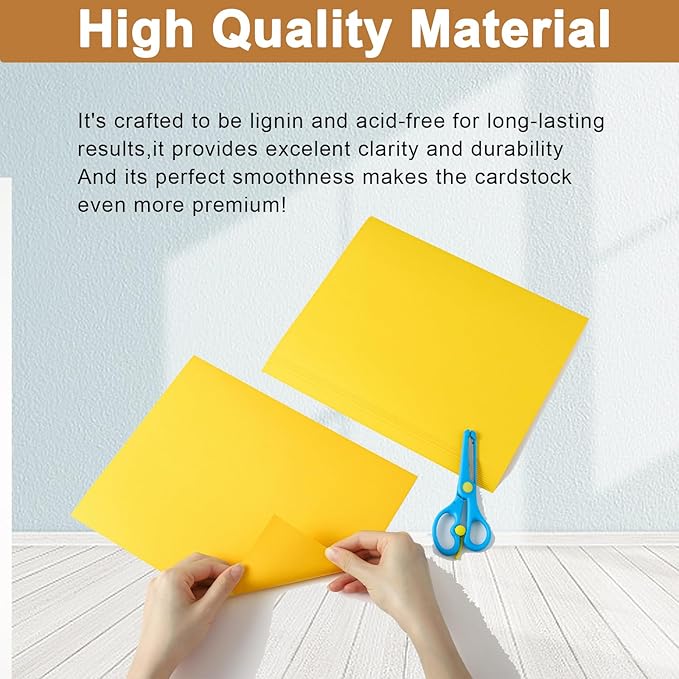 Silunkia 300 Sheets Yellow Cardstock 8.5 x 11 Crafting Paper, 75lb Thick Paper Card Stock for Cards Making, School Scrapbooking, Greeting Cards, Office Printing, Party
