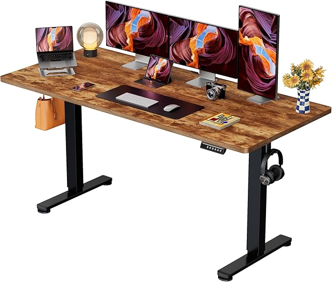 ErGear Electric 71 x 30 inch Standing Desk Workstation, Large Sit Stand up Desk, Memory Computer Home Office Desk, (Vintage Brown) Ships in One Box